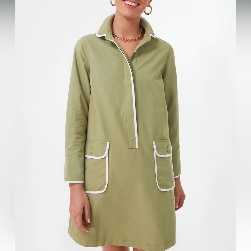 Tuckernuck Green Mini Dress with White Trim - Picture 3 of 6